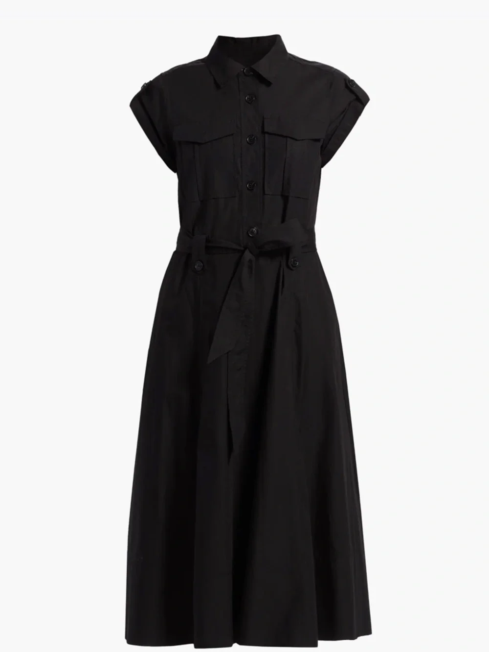 Derek Lam Black Sleeveless Button-Front Maxi Shirt Dress with Tie Belt - Picture 1 of 6